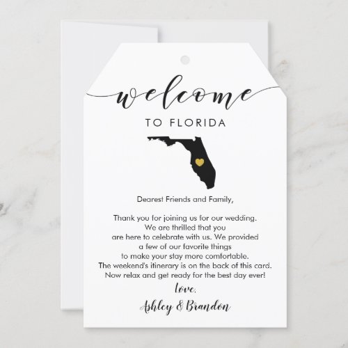 Florida Wedding Welcome Tag Letter Itinerary