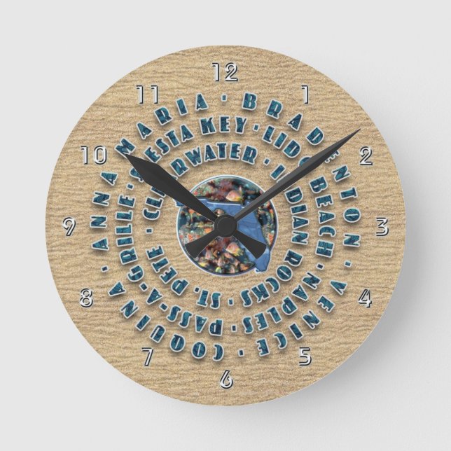 Florida West Coast Beaches Round Clock (Front)