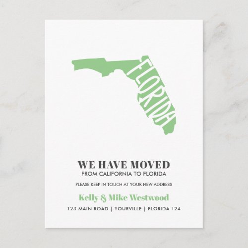 FLORIDA Weve moved New address New Home    Postcard