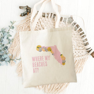 Florida Where My Beaches Custom Tote Bag