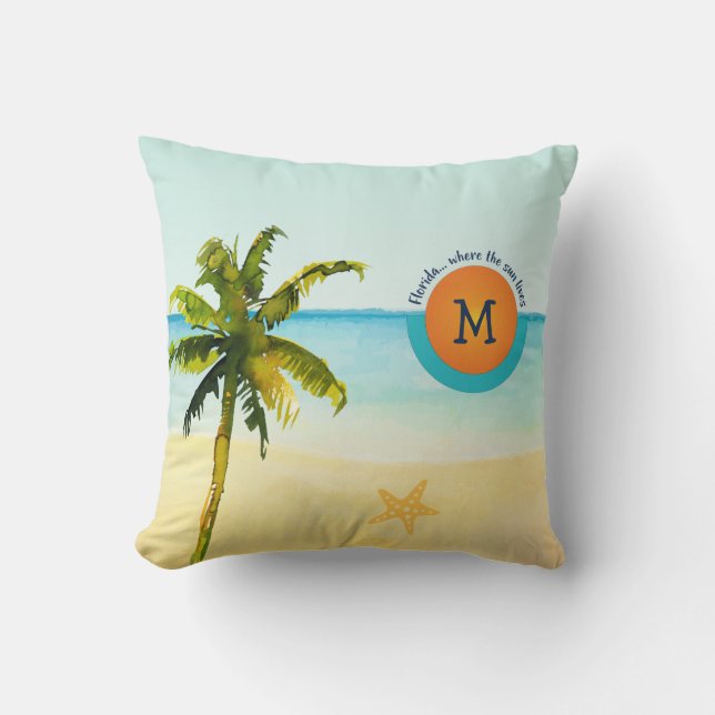 Florida... Where the Sun Lives Peaceful Beach Throw Pillow (Front)