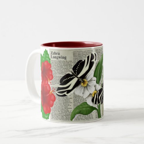Florida Zebra Longwing and Hibiscus Two_Tone Coffee Mug