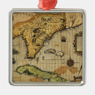 FloridaPanoramic MapFlorida Metal Ornament