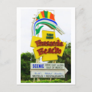 Florida's Pensacola Beach - Turn Right sign Postcard