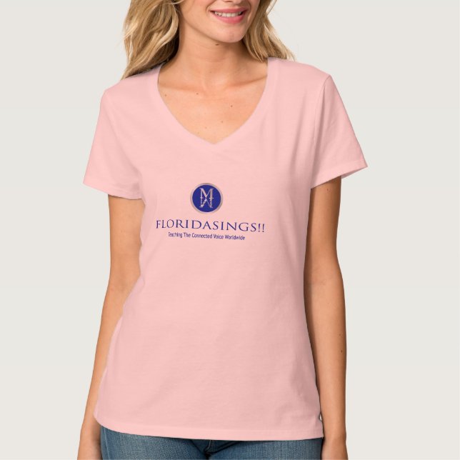 floridasings pink v-neck shirt (Front)
