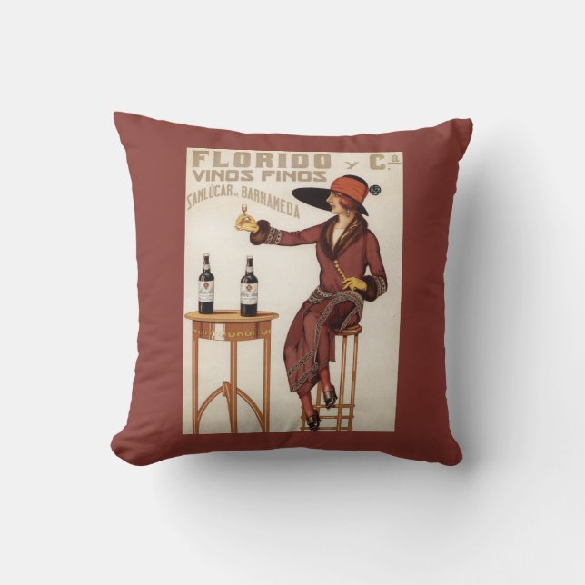 Florido Vinos Finos - Sanlucar de Barrameda Throw Pillow (Front)