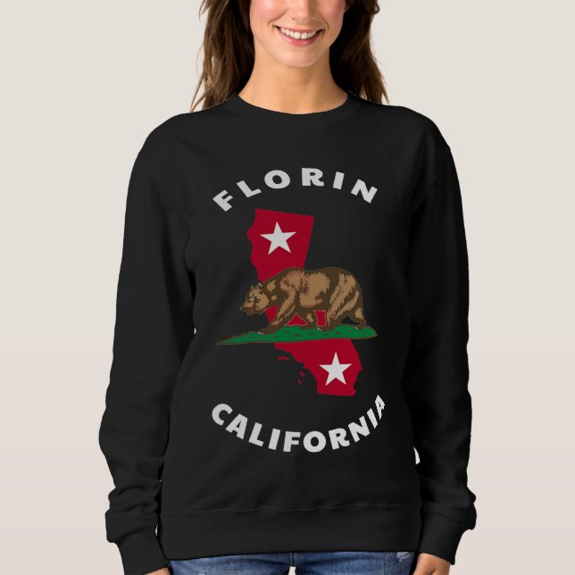 Florin California CA Flag and Bear Badge Souvenir Sweatshirt (Front)