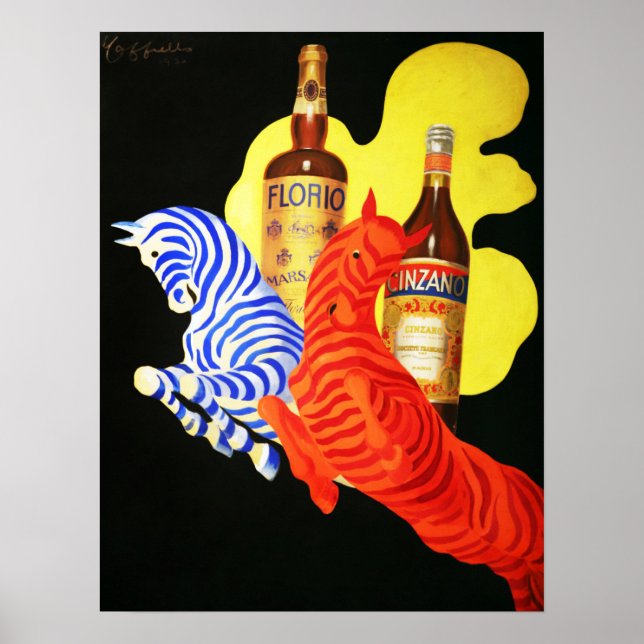 Florio Cinzano Vermouth Liqueur Vintage Italian Poster (Front)