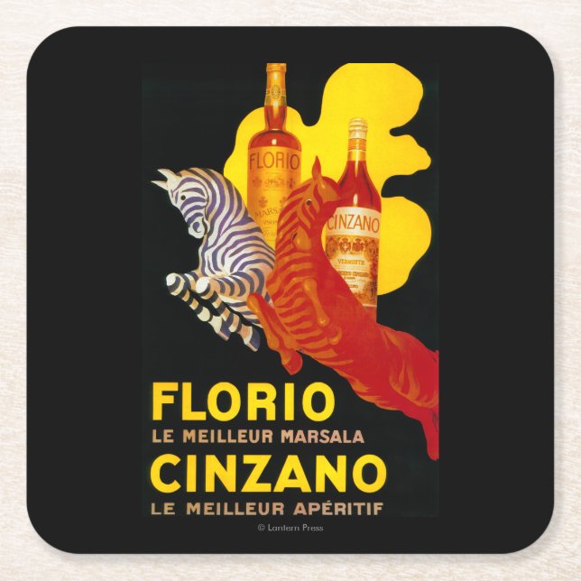 Florio Cinzano Vintage PosterEurope Square Paper Coaster (Front)