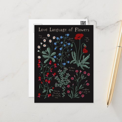 Floriograpy Love language of flowers botanical Postcard