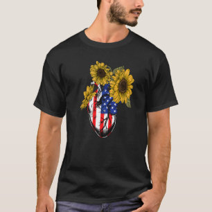 Florist American Flag 4th July Floral Anatomical H T-Shirt