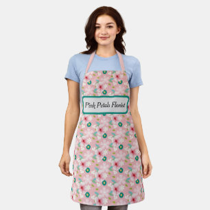 Florist Apron Pink with Flowers