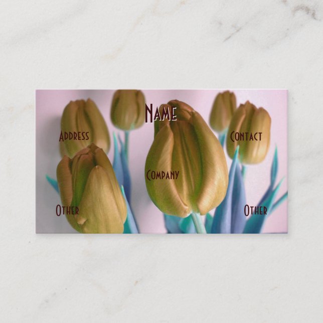 Florist - Beige Green Tulips Business Card (Front)