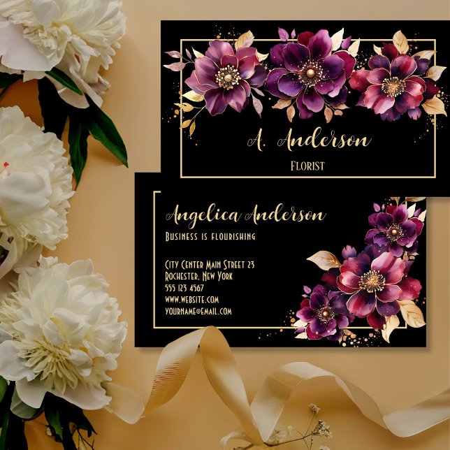 Florist Black  Business Card (Creator Uploaded)