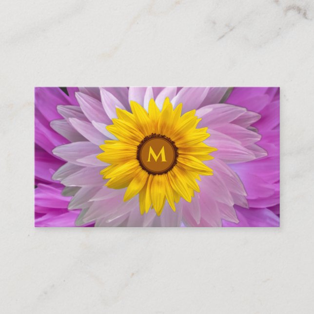 Florist blossoms monogram calligraphy QR-Code Business Card (Front)
