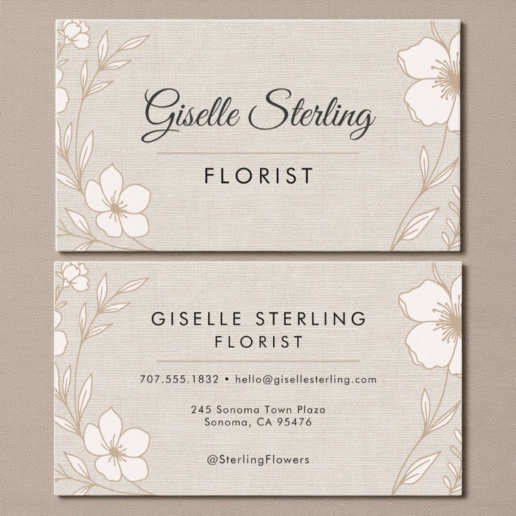 Florist Botanical Flowers Floral Linen Business Card