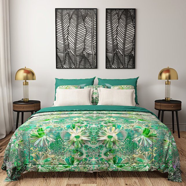 Florist Botanical Green Flowers Duvet Cover (Creator Uploaded)