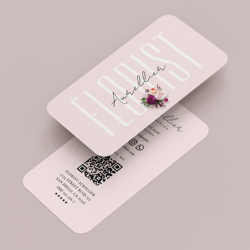 Florist Botanist Aesthetic Pink Modern  Business Card