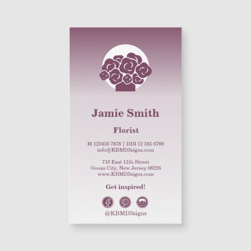 Florist Brand Custom Purple Business Card Magnets