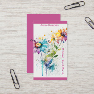 Florist business card. Stylish splattered flowers. Business Card