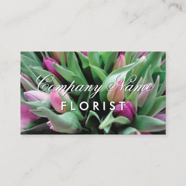 Florist business card template with flower bouquet (Front)