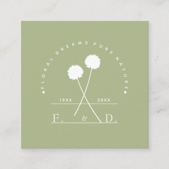 Florist Business Minimalist Square Business Card (Front)