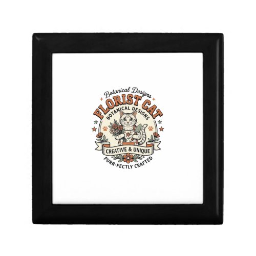 Florist Cat Florist Cat Vintage Vector Art Shirt D Gift Box