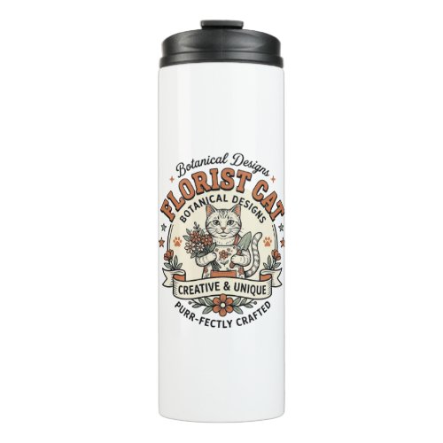 Florist Cat Florist Cat Vintage Vector Art Shirt D Thermal Tumbler