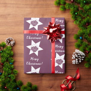 Florist Custom Logo Merry Christmas White & Purple Wrapping Paper