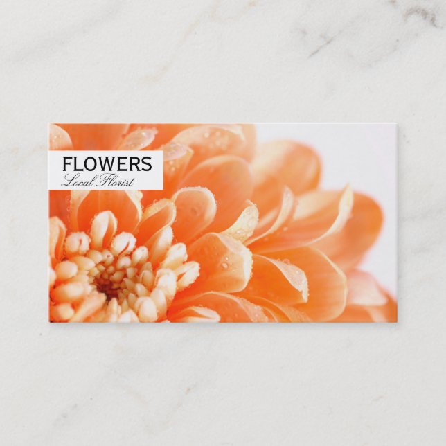 Florist | Elegant Orange (pickup/delivery) Business Card (Front)
