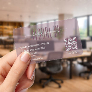 Florist Floral Artist Dusty Pink Transparent QR Clear Business Cards