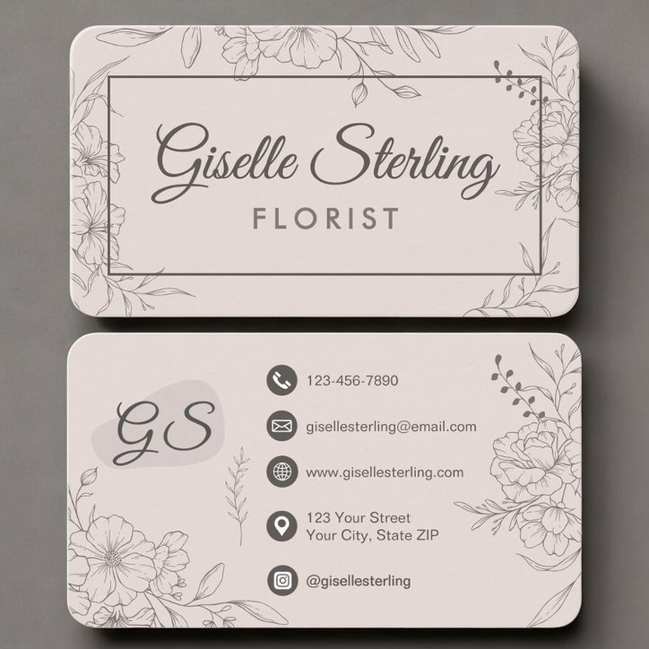 Florist Floral Blush Pink Floral Business Card