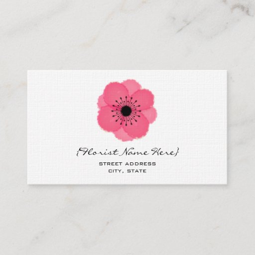 Customizable Florist / Floral Designer Business Card - Anemone