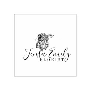 Florist Floral Logo Hand-Drawn  Artist Studio   Rubber Stamp