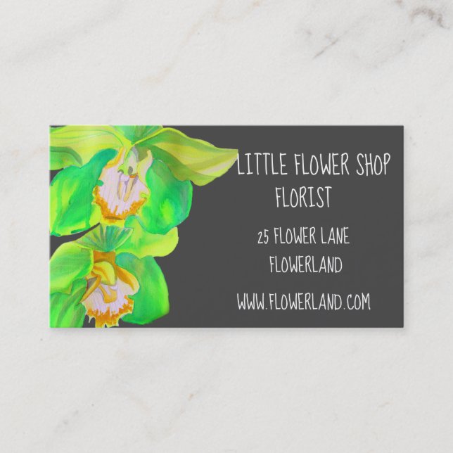 Florist Flower Shop modern orchid art business Card (Front)