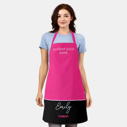 Florist Flower Shop Name Employee Pink Black Apron