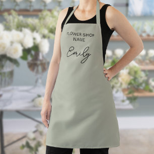 Florist Flower Shop Name Employee Sage Green Apron