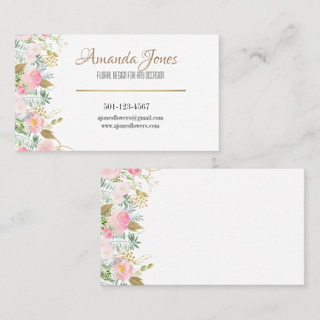 Florist flowers gold business card (Front/Back)