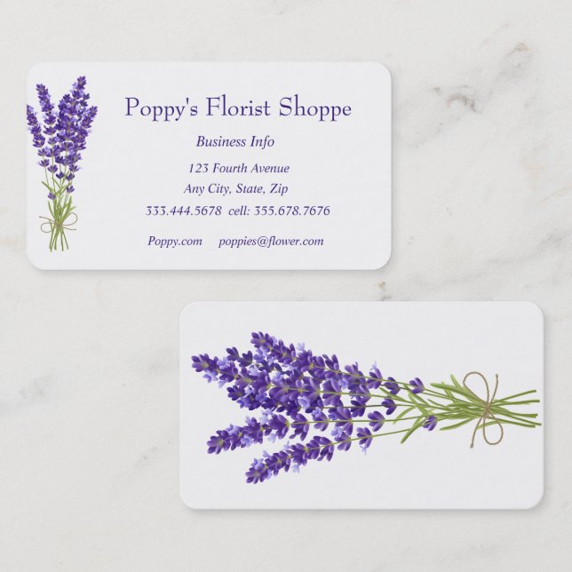 Florist Flowers Lavender Plants Shop Business Card (Front/Back)
