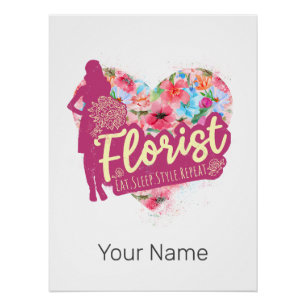 Florist Flowers With Heart Vintage Garden Design Poster