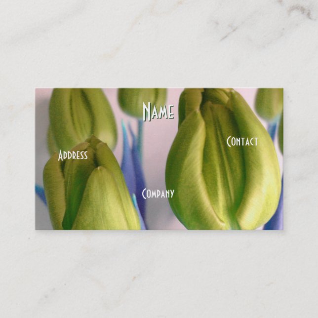 Florist - Green Blue Tulips Business Card (Front)