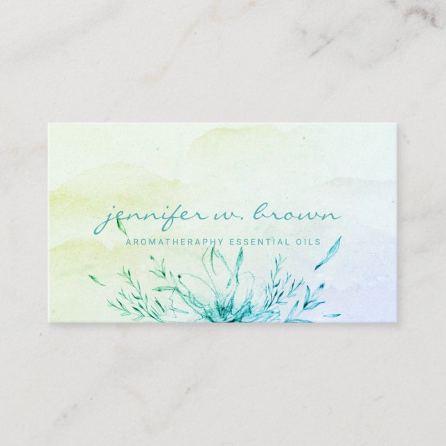 Florist Green Essential Leaf Botanical Business Card (Front)