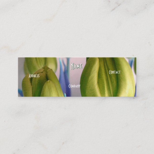 Florist - Green Rosey Tulips Mini Business Card (Front)