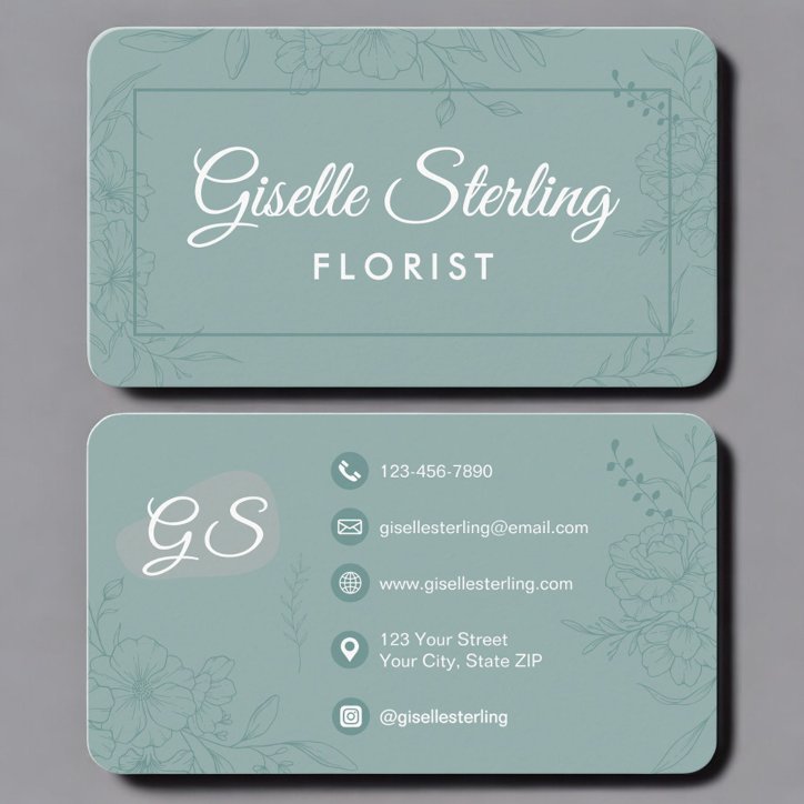 Florist Green Teal Floral Business Card