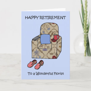 Florist Happy Retirement Cartoon Armchair Card