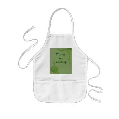 Florist In Training _ Green Flower Basket Kids Apron