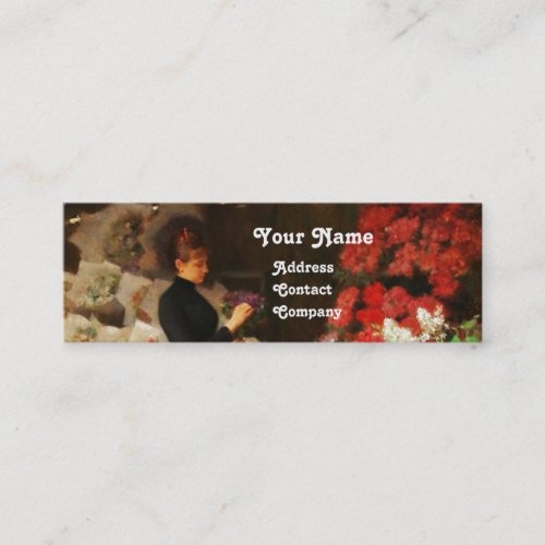 FLORIST MAKING A BOUQUET WITH COLORFUL FLOWERS MINI BUSINESS CARD