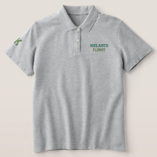 Florist Name Initials Green Sage Typography Embroidered Polo Shirt