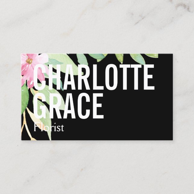 Florist Pink Flower Themed Personalized Business Card (Front)