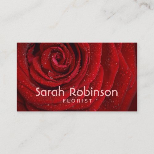 Florist red rose business card